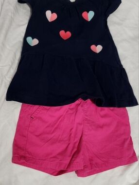 Carters Girls 18M Heart Flowy Top Cat And Jack Pink Shorts